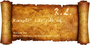 Kanyó Lóránt névjegykártya